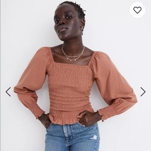NWT madewell size XS Lucie Bubble-Sleeve Smocked Top